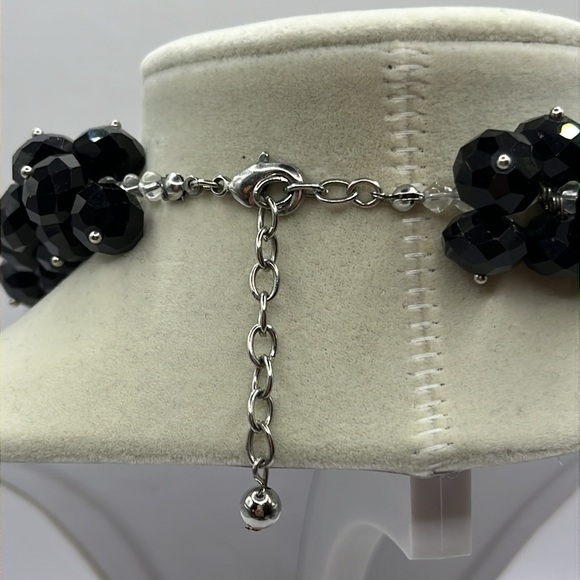 Elegant Black Beaded Necklace Statement Large Bold - Picture 4 of 9